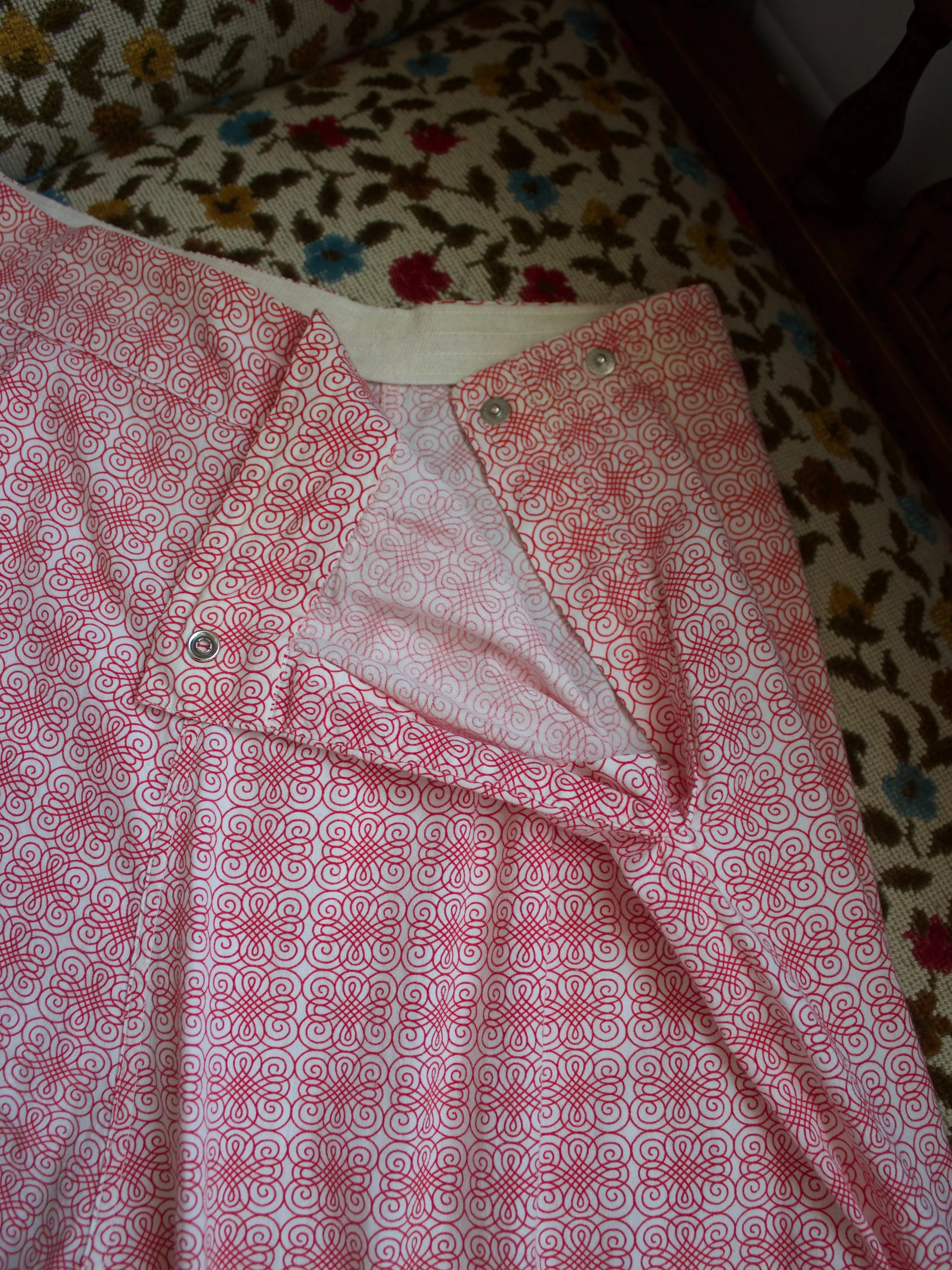 1950s Printed Cotton Lounge Side Button Pants
