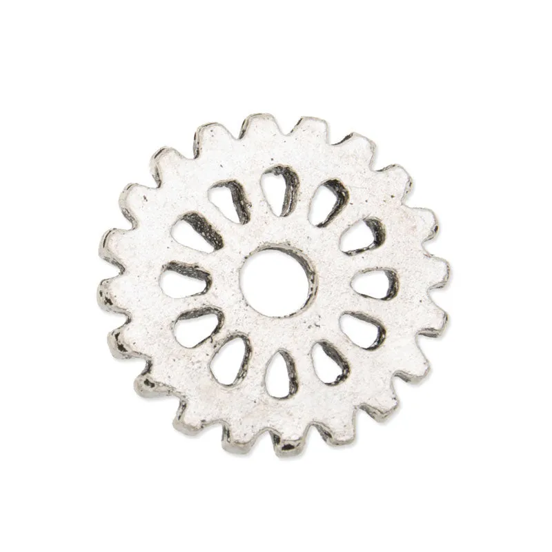 20PCS 15mm Antique Silver Gear Beads, Metal Steampunk, Gear Charms Connector, Cog Charms