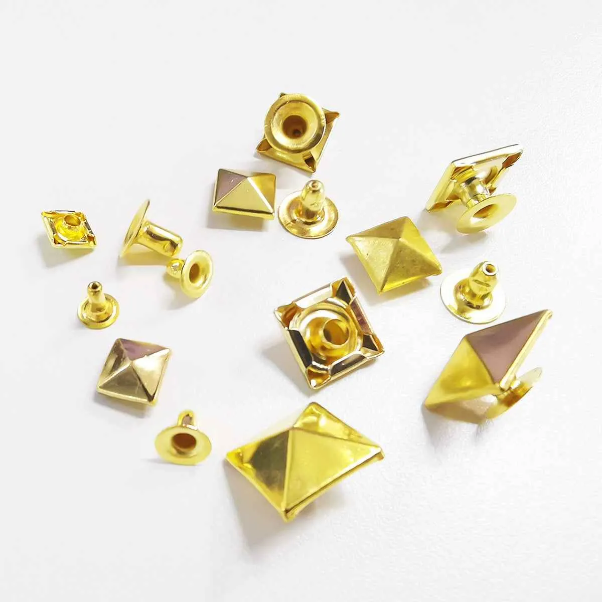 6-12mm Brass Pyramid Stud Rivets Decorative Metal Buttons 120 Pack