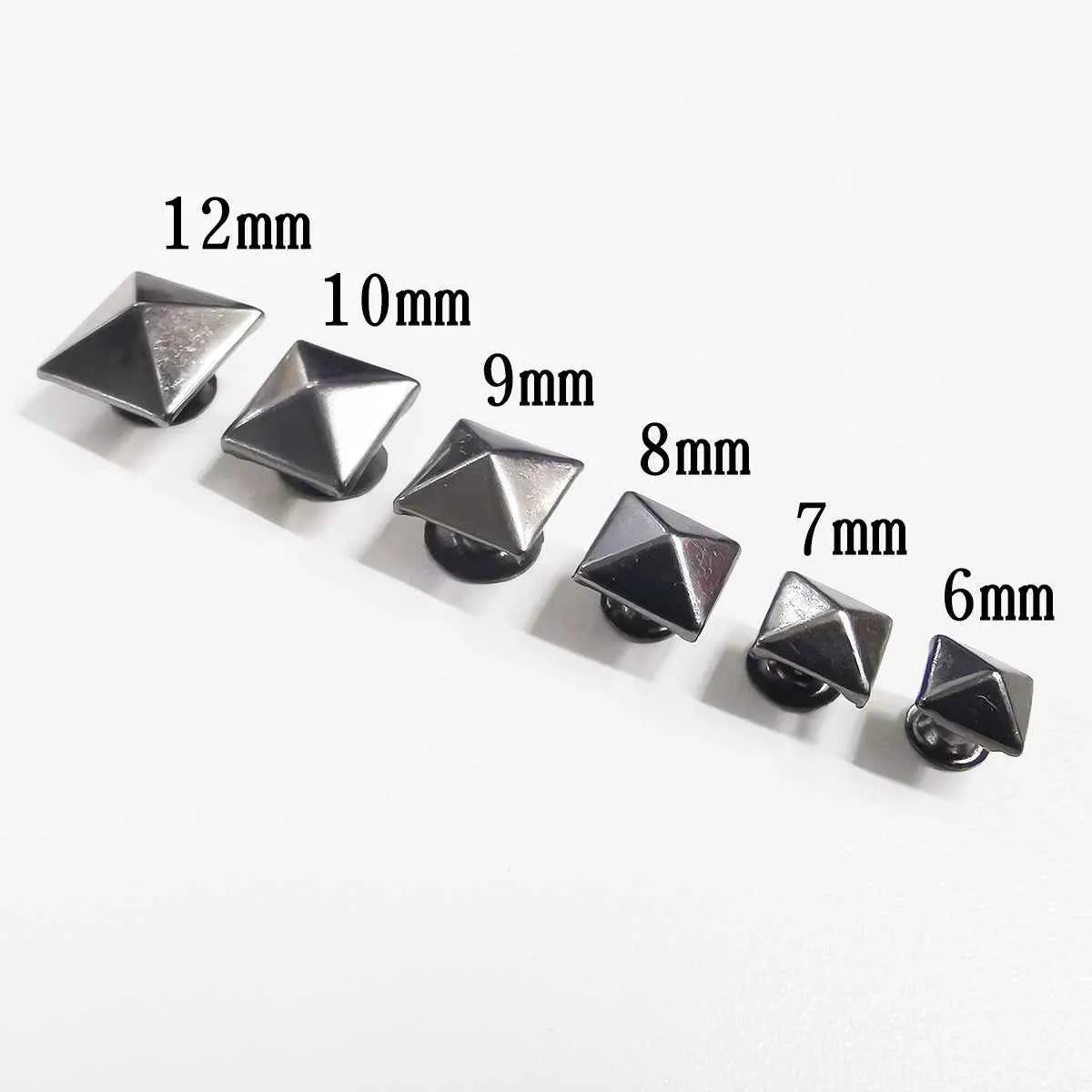 6-12mm Brass Pyramid Stud Rivets Decorative Metal Buttons 120 Pack