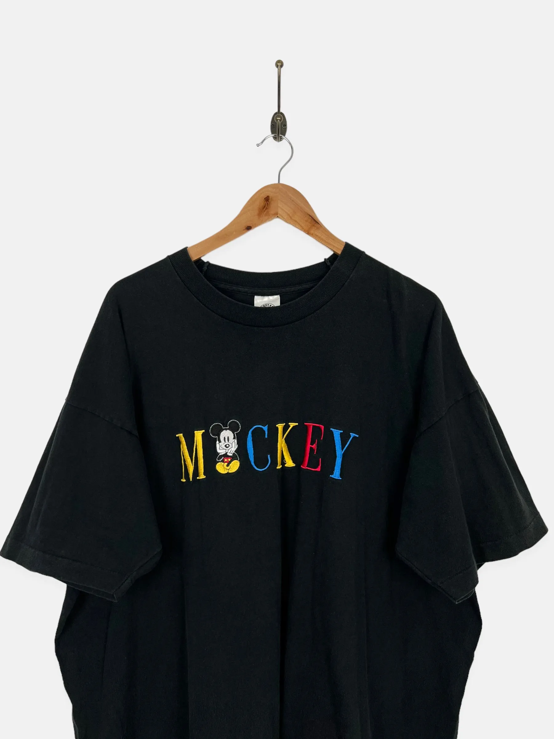 90's Disney Mickey Mouse USA Made Embroidered Vintage T-Shirt Size 2XL