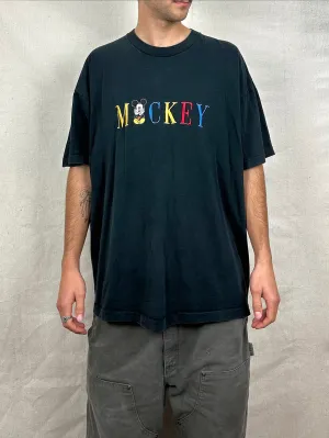 90's Disney Mickey Mouse USA Made Embroidered Vintage T-Shirt Size 2XL