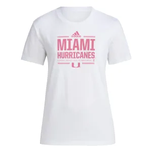 adidas Miami Hurricanes Women's White AEROREADY Breast Cancer Awareness Pregame T-Shirt