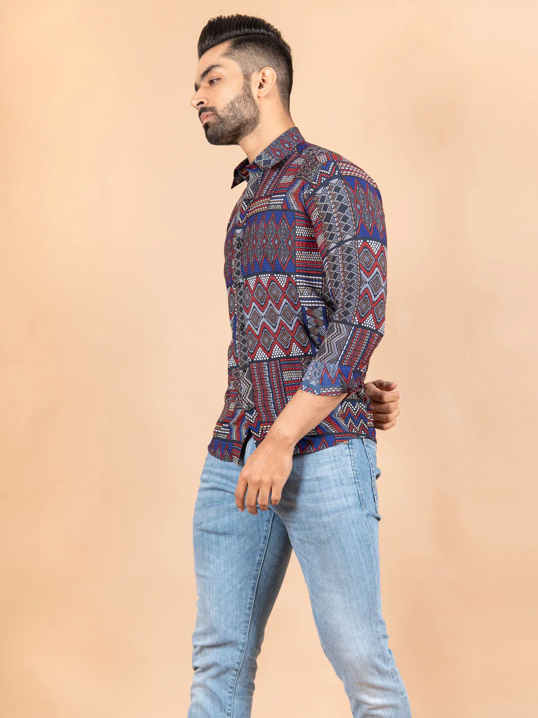 Amanzi Abstract Printed Crepe Shirt