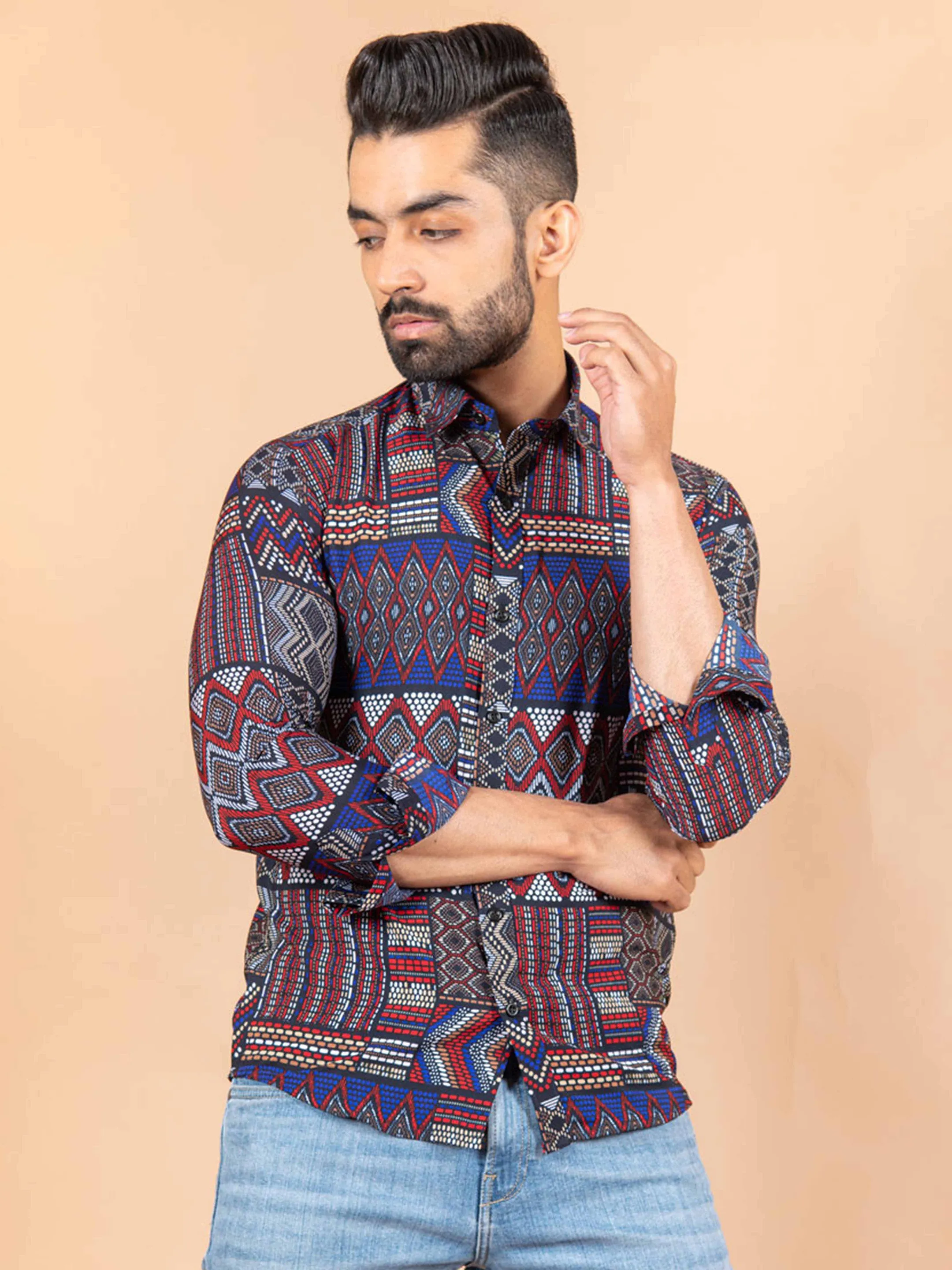 Amanzi Abstract Printed Crepe Shirt