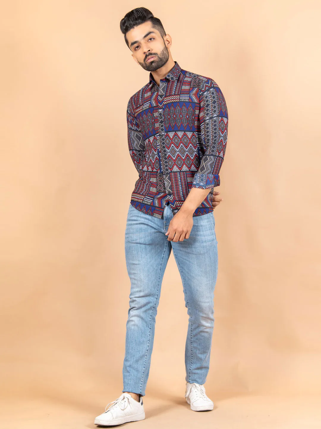 Amanzi Abstract Printed Crepe Shirt