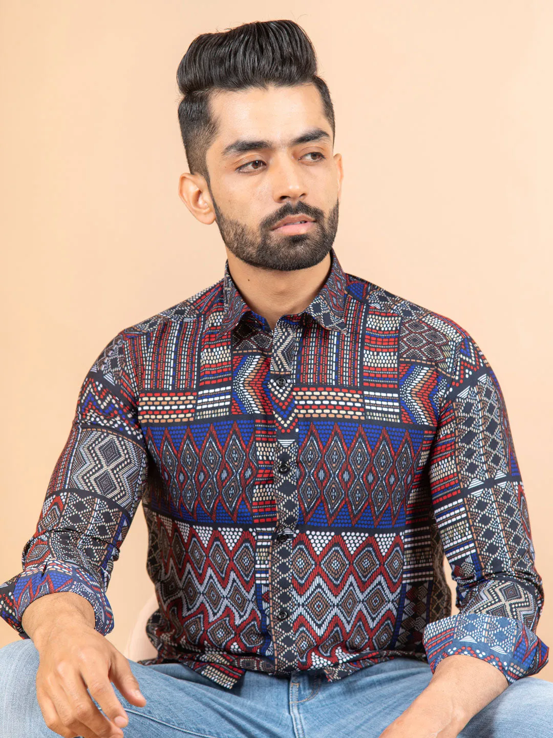 Amanzi Abstract Printed Crepe Shirt