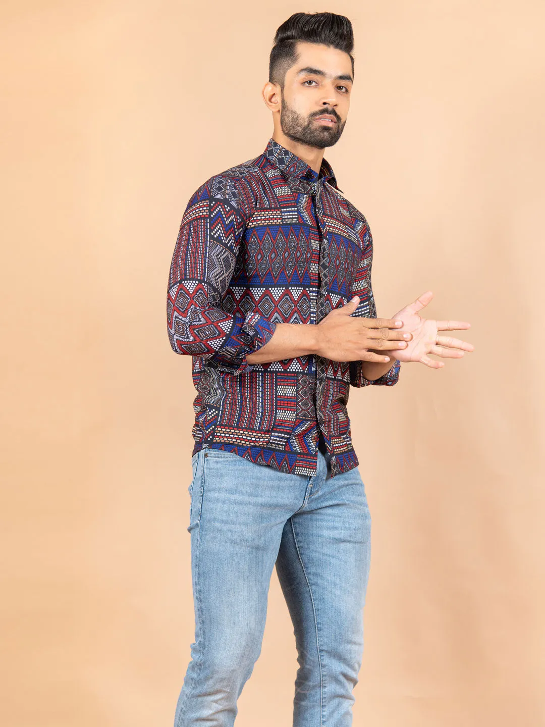 Amanzi Abstract Printed Crepe Shirt