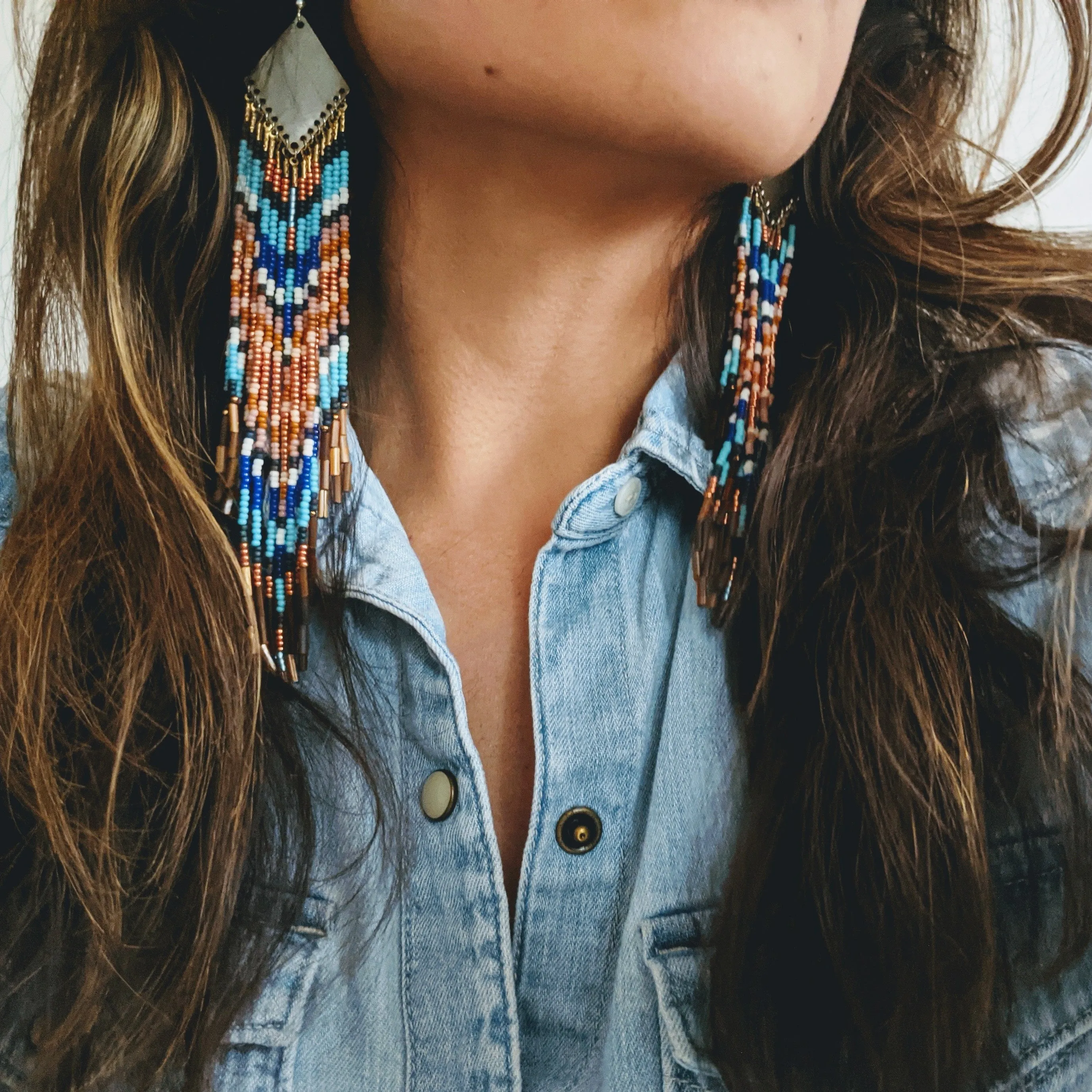 Ana American West Chevron Fringe Earrings