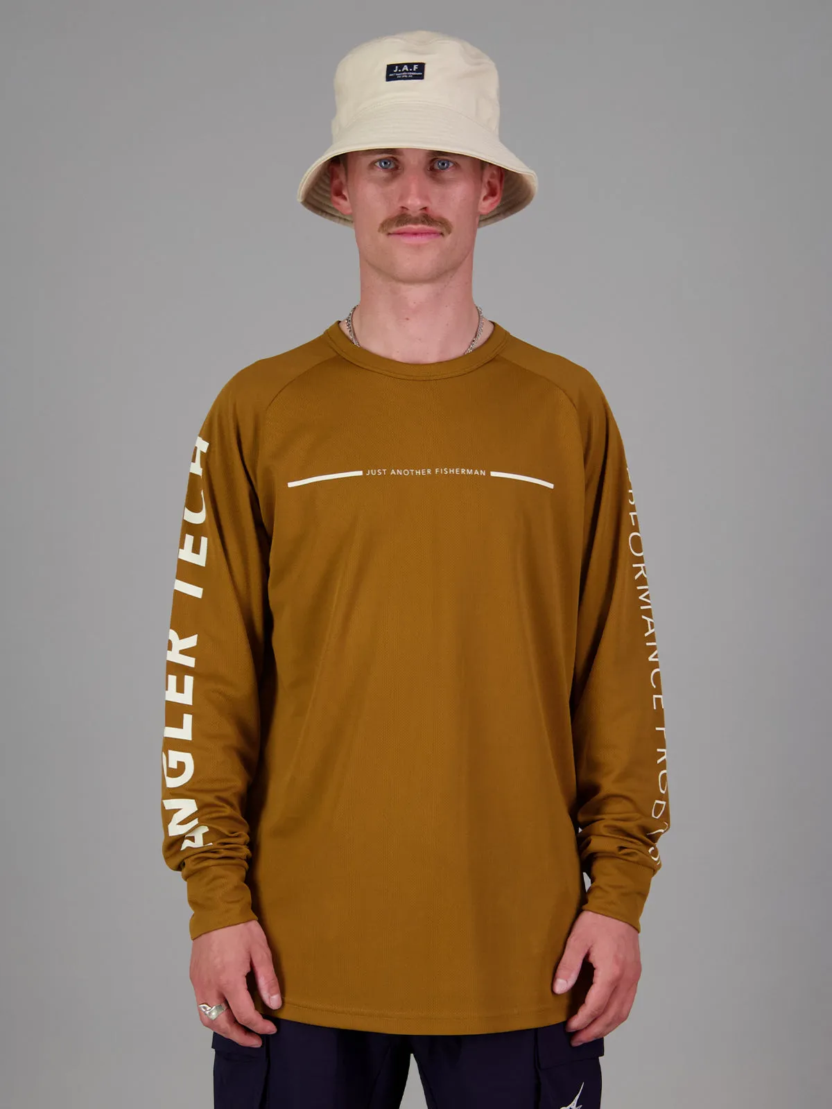 ANGLER TECH UPF40 LS TEE - HAVANA