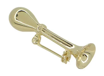 Antique Car Horn Lapel Pin in 14 Karat Gold