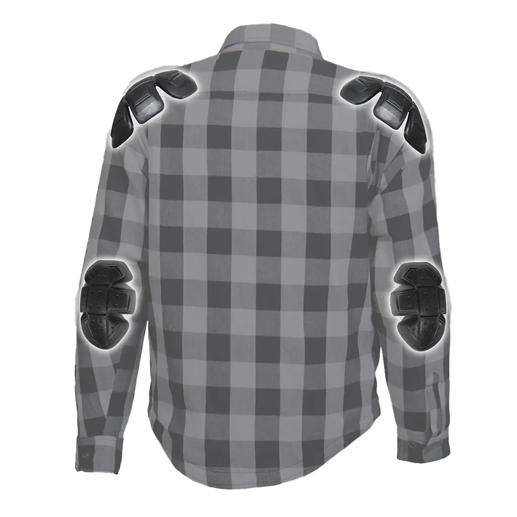 Armored Flannel Jacket with Hood in White & Black