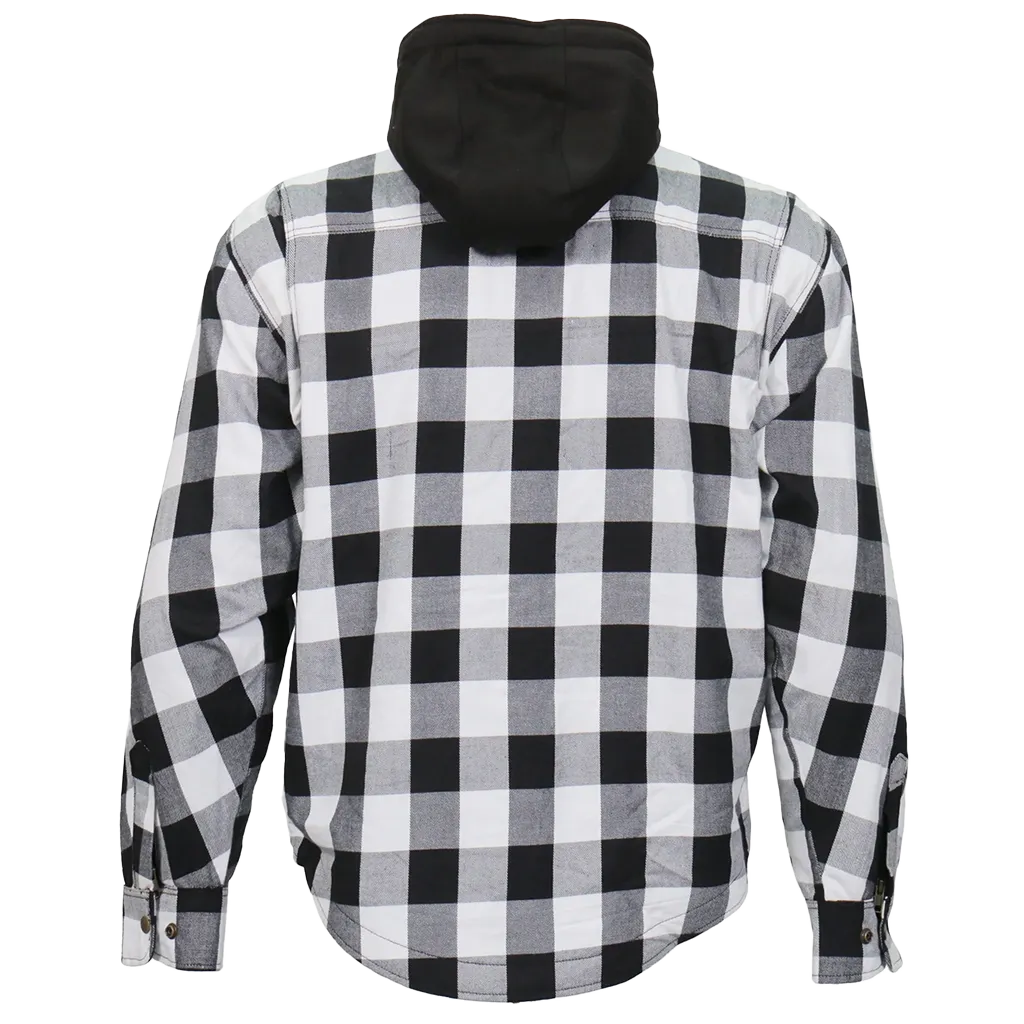 Armored Flannel Jacket with Hood in White & Black