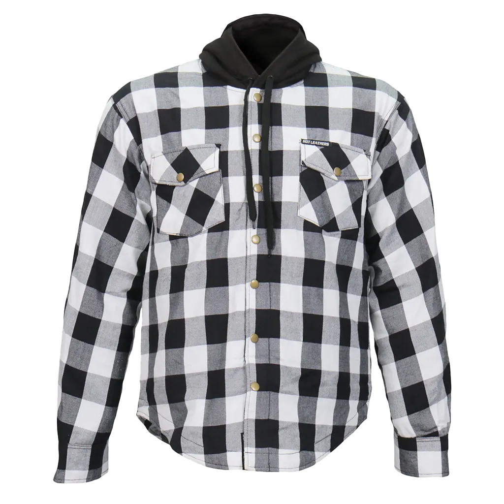 Armored Flannel Jacket with Hood in White & Black