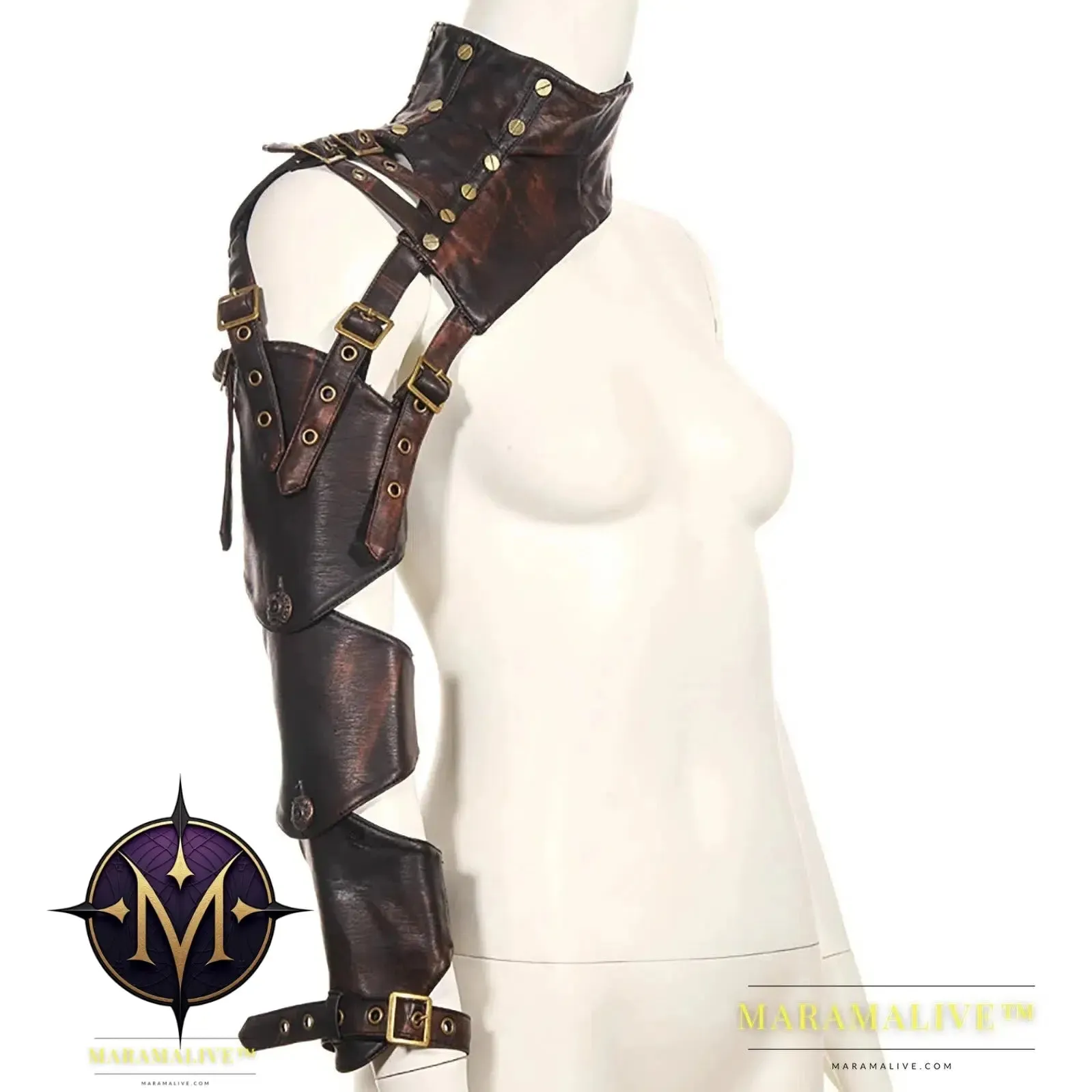 Authentic Steampunk Leather Arm Armor for Costumes