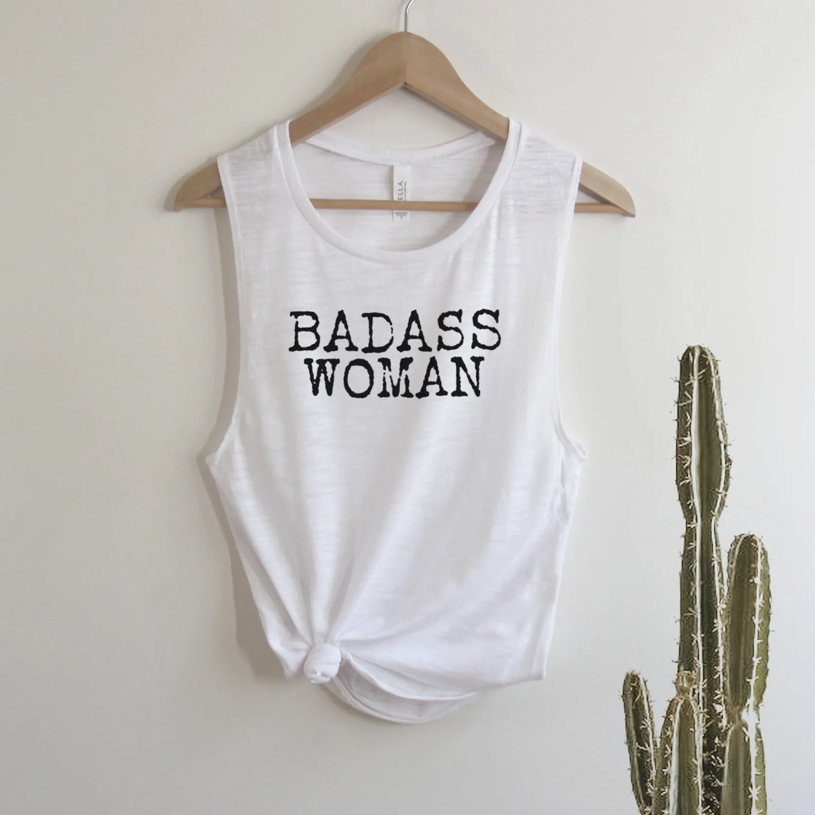 Badass Woman, Typewriter Font - Muscle Tank