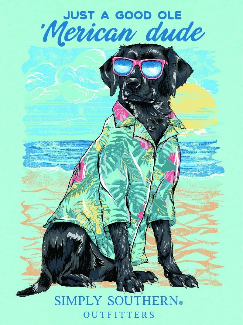 Beach Dog 'Merican Dude Short Sleeve Men's Tee by Simply Southern (Ships Mid-March)