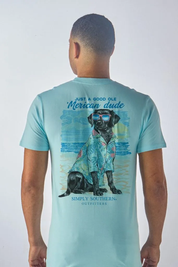 Beach Dog 'Merican Dude Short Sleeve Men's Tee by Simply Southern (Ships Mid-March)