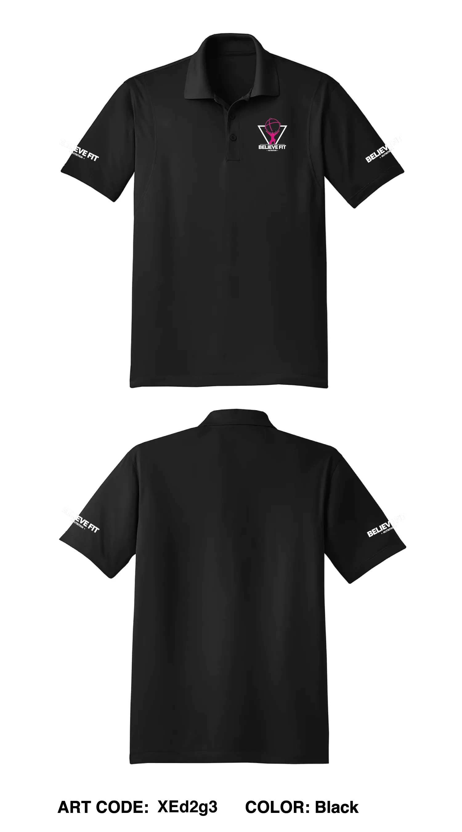 Believe Fit Nutrition Core Men's SS Performance Polo - XEd2g3
