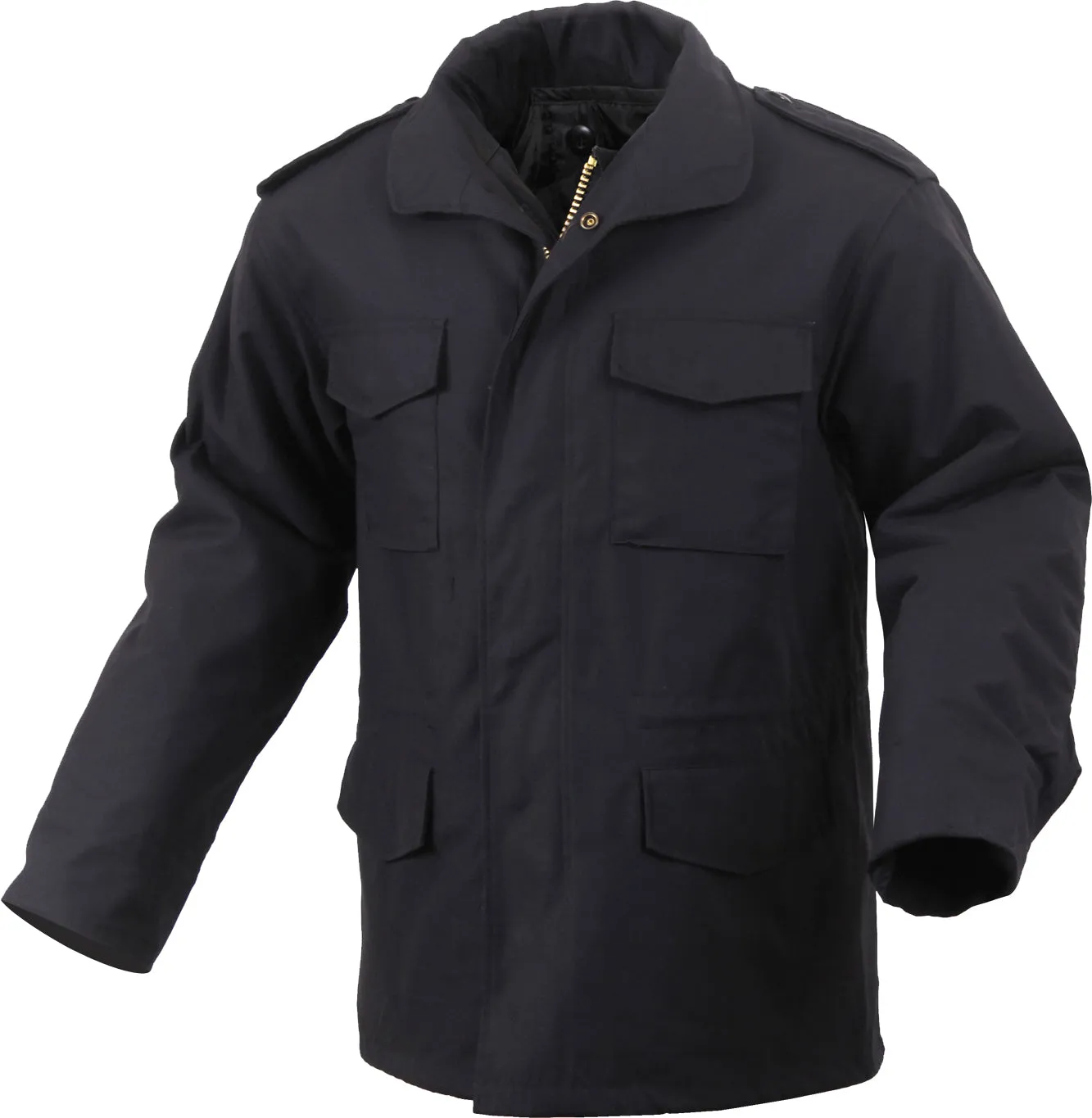 Black - Tactical M-65 Field Jacket Army Coat M1965 - Poly/Cotton with Liner
