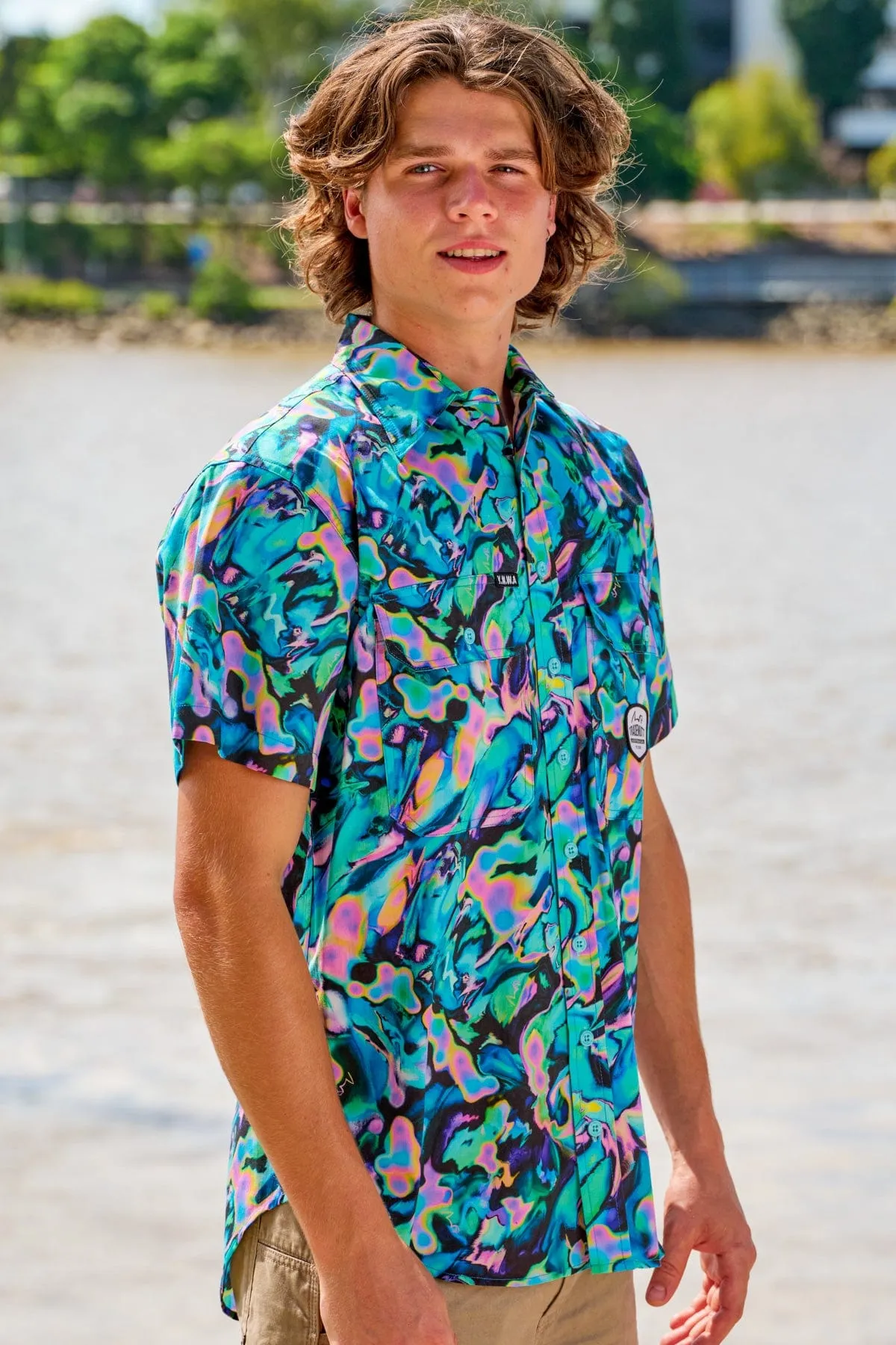Bleached Az Men's Short Sleeve Work Shirt