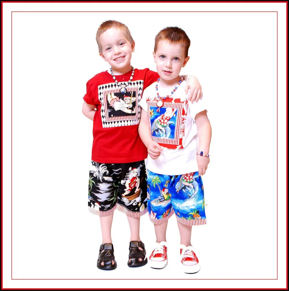 Boutique Kids Boys Unisex Size 3T Santa Shorts Top Set Outfit