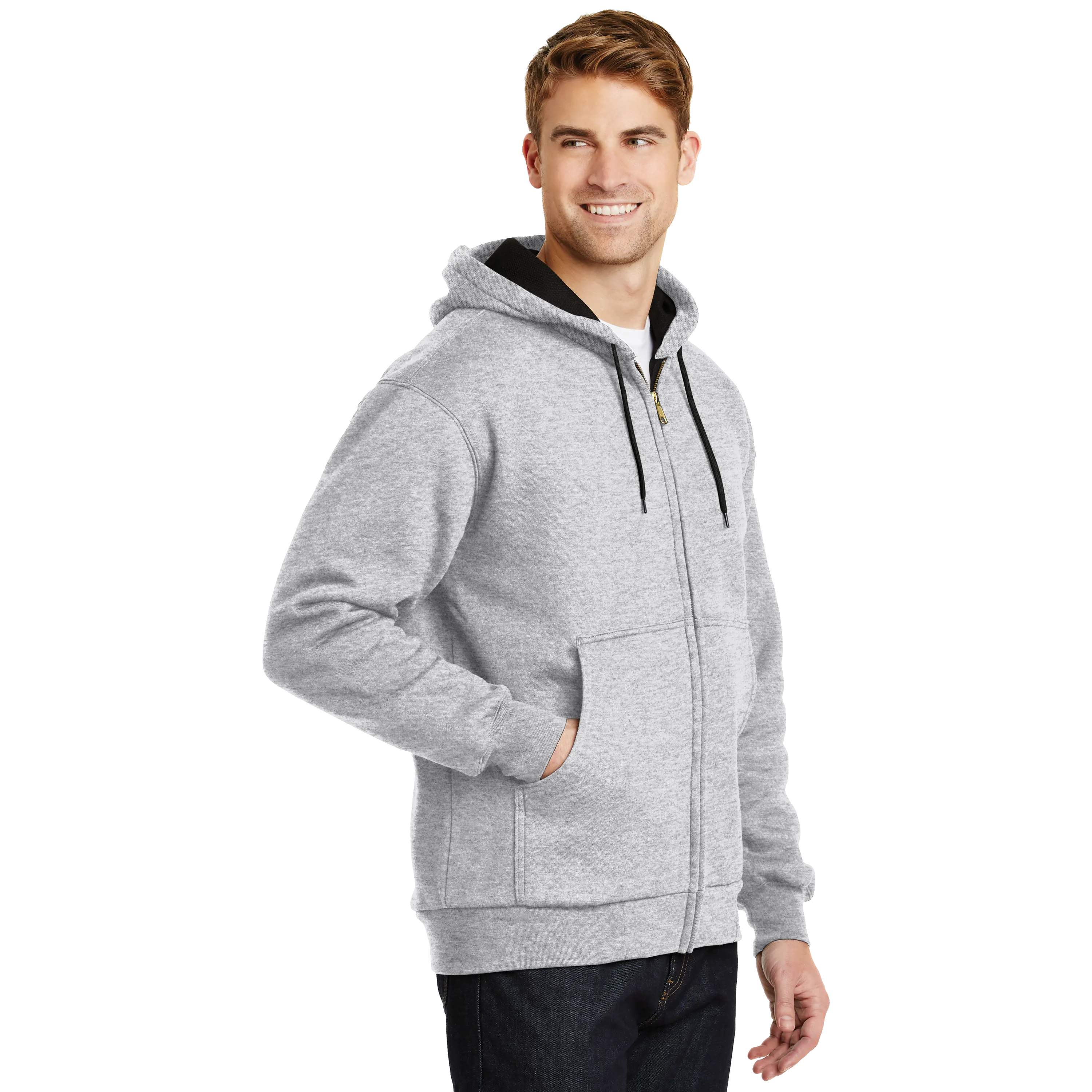 C1323M Mens Heavyweight Full-Zip Hooded Sweatshirt with Thermal Lining