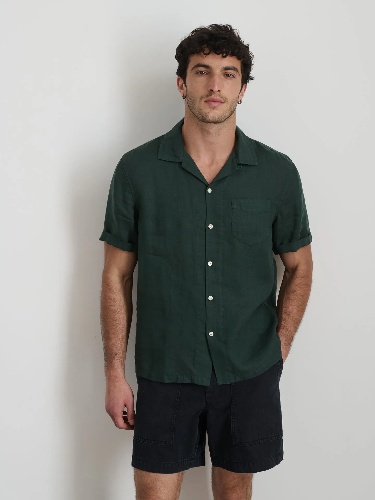 Camp Shirt in Linen - Pine Grove