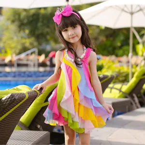 Children's Clothing Gauze Skirt Girls' New Summer Korean Style Children's Dress Princess Dress Baby Tank Tops Rainbow Beach Skirt