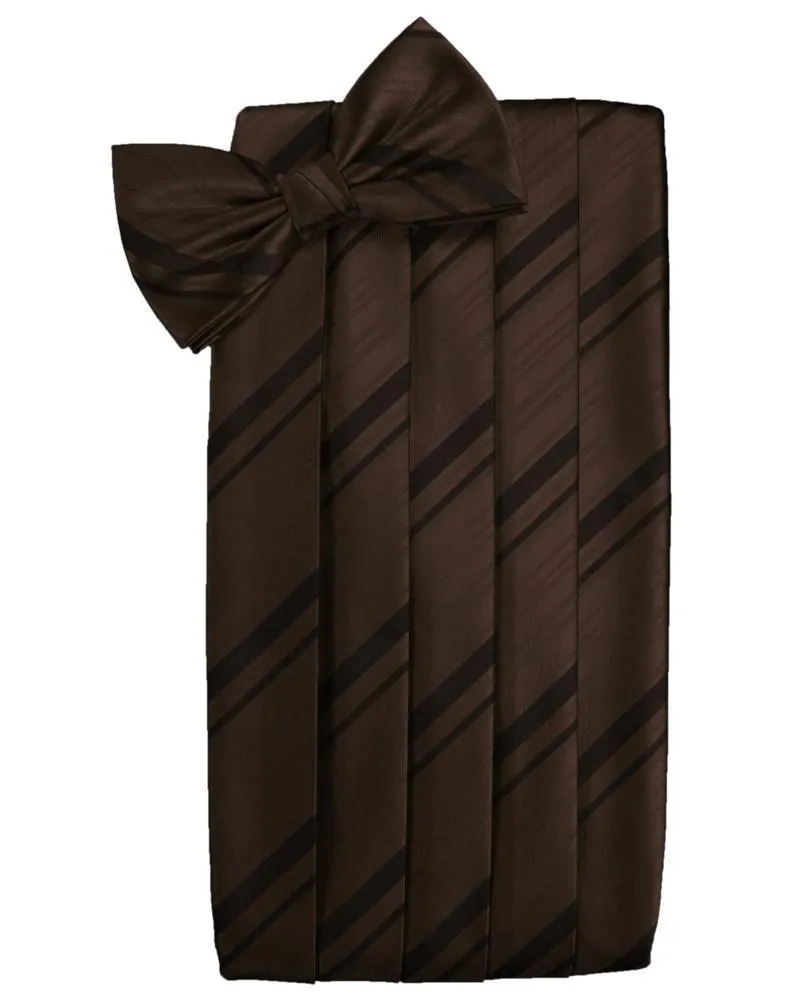 Chocolate Striped Satin Cummerbund