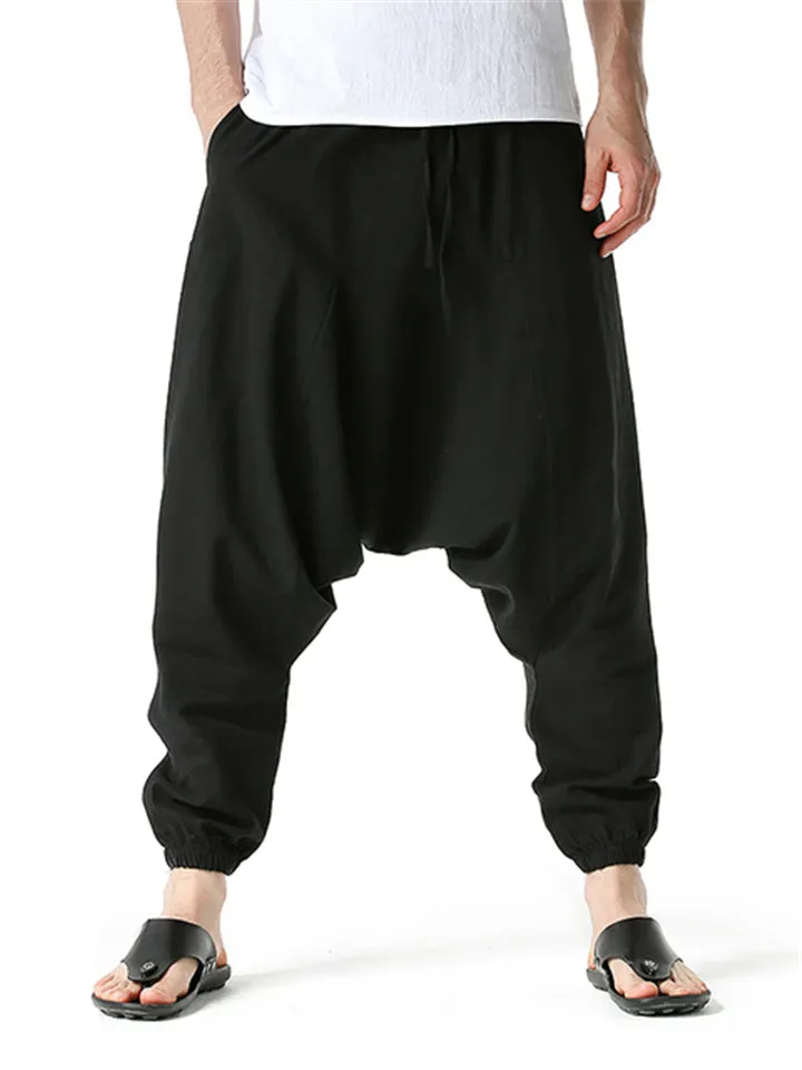Cotton Linen Loose Joggers For Men