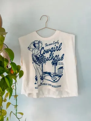 Cowgirl Beach Club, Western Vintage Cropped Muscle Tank