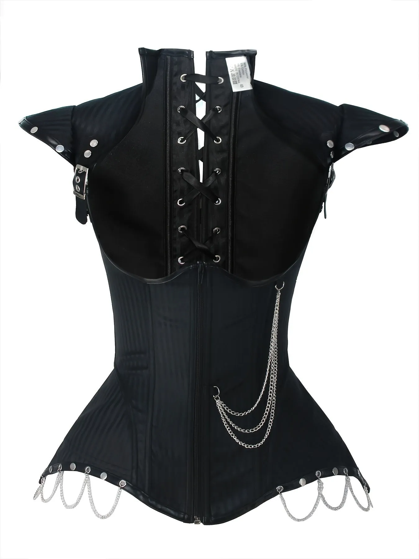 Dark Gothic Steampunk Striped Rivet Iron Chain Tight-fitting CORSET, Halloween Knight Costume CORSET