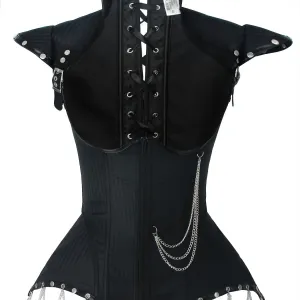 Dark Gothic Steampunk Striped Rivet Iron Chain Tight-fitting CORSET, Halloween Knight Costume CORSET