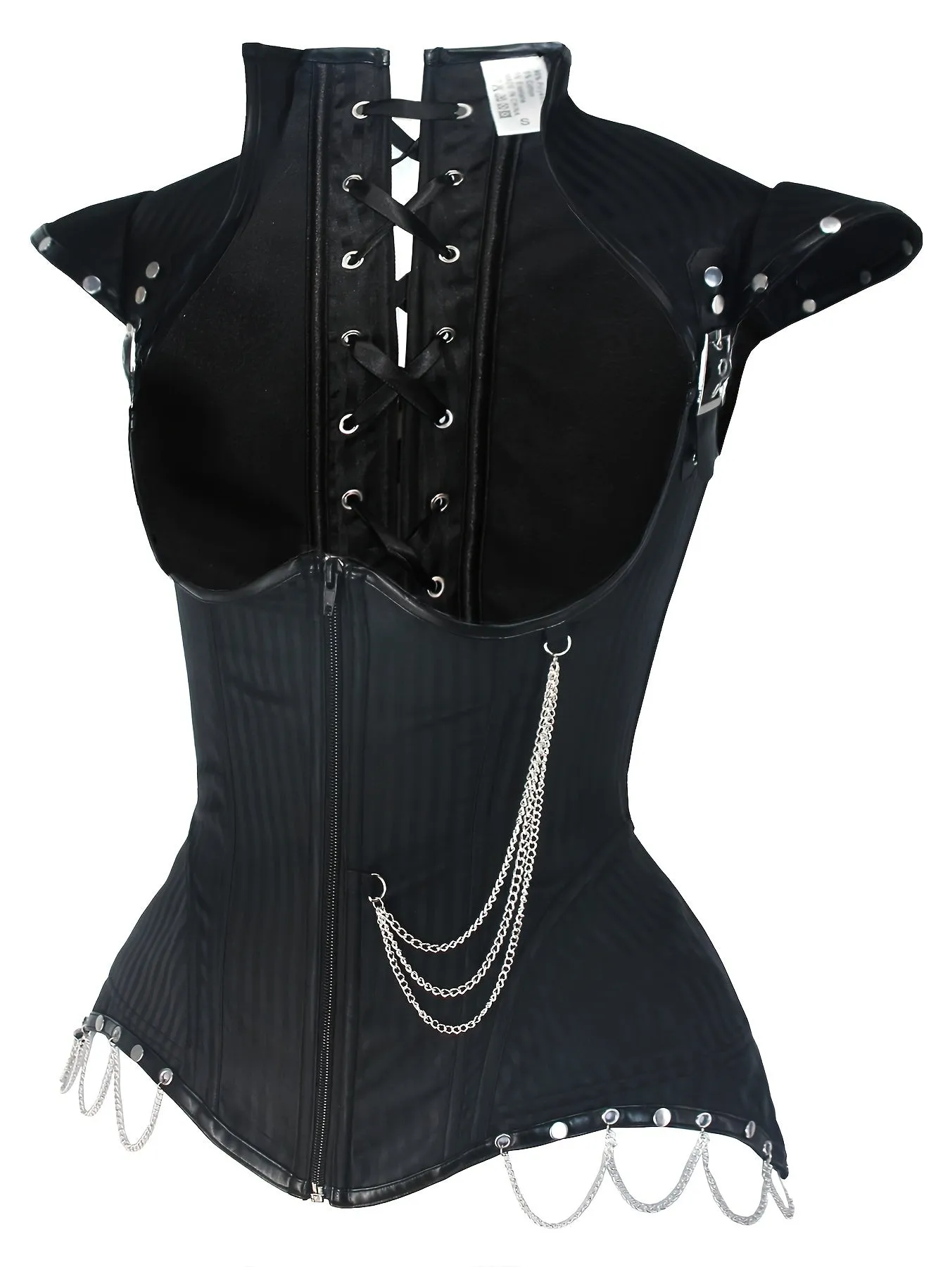 Dark Gothic Steampunk Striped Rivet Iron Chain Tight-fitting CORSET, Halloween Knight Costume CORSET