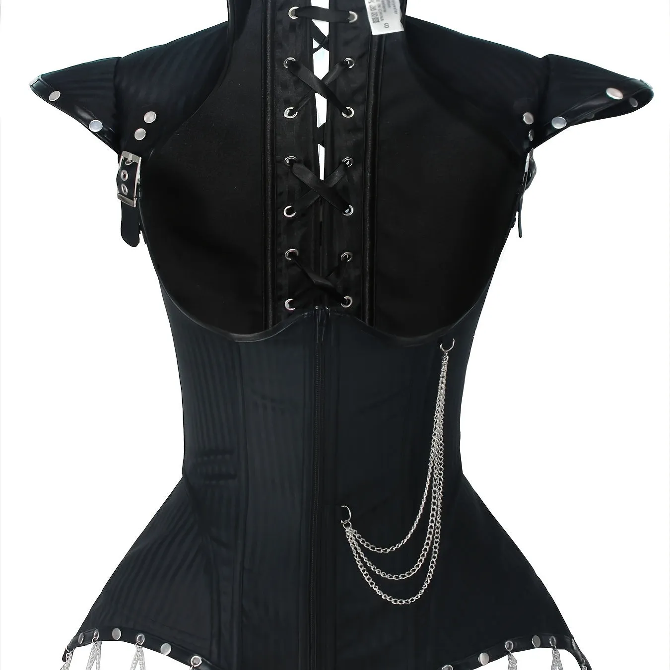 Dark Gothic Steampunk Striped Rivet Iron Chain Tight-fitting CORSET, Halloween Knight Costume CORSET