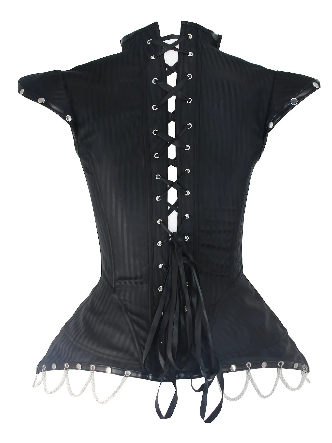 Dark Gothic Steampunk Striped Rivet Iron Chain Tight-fitting CORSET, Halloween Knight Costume CORSET