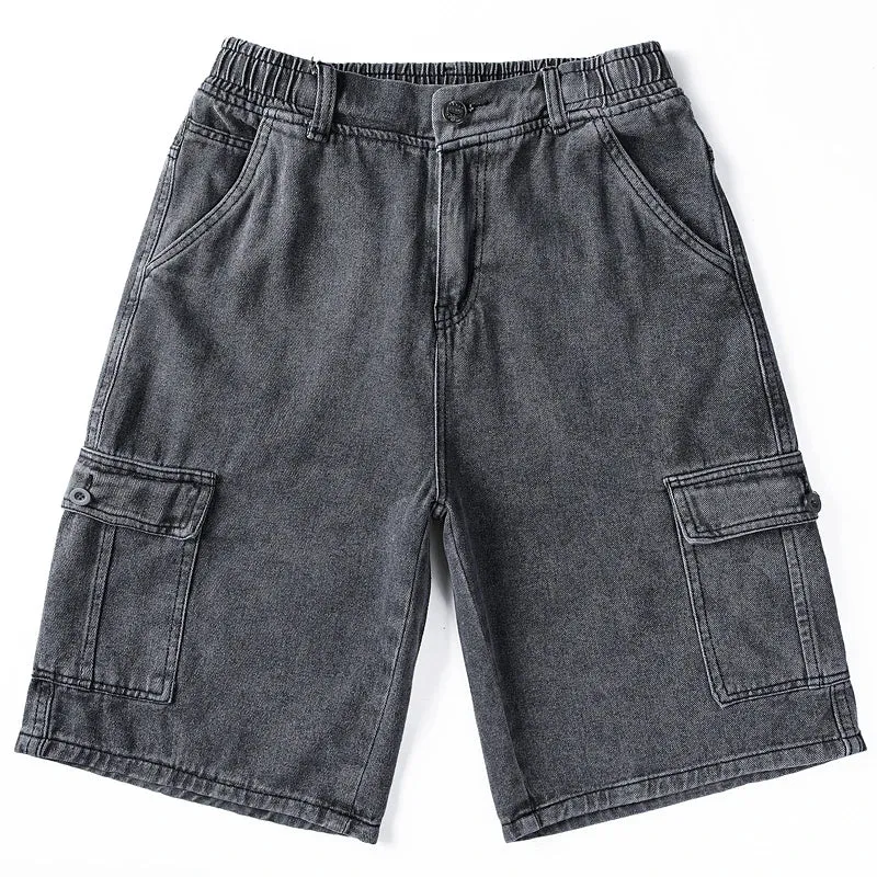Denim Shorts for Men's Cargo Pants Large Pockets Casual Fashion Wide Short Pants Baggy Bermuda Jeans Male Beach Pants