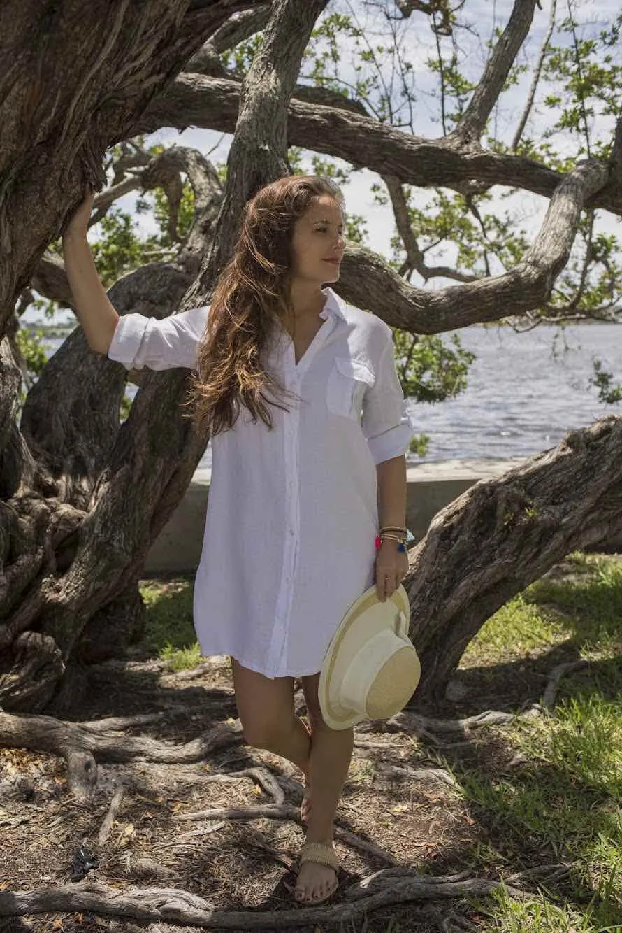 Ella - Greece Linen Shirt Dress | Resort Wear Dress