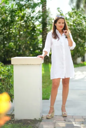 Ella - Greece Linen Shirt Dress | Resort Wear Dress