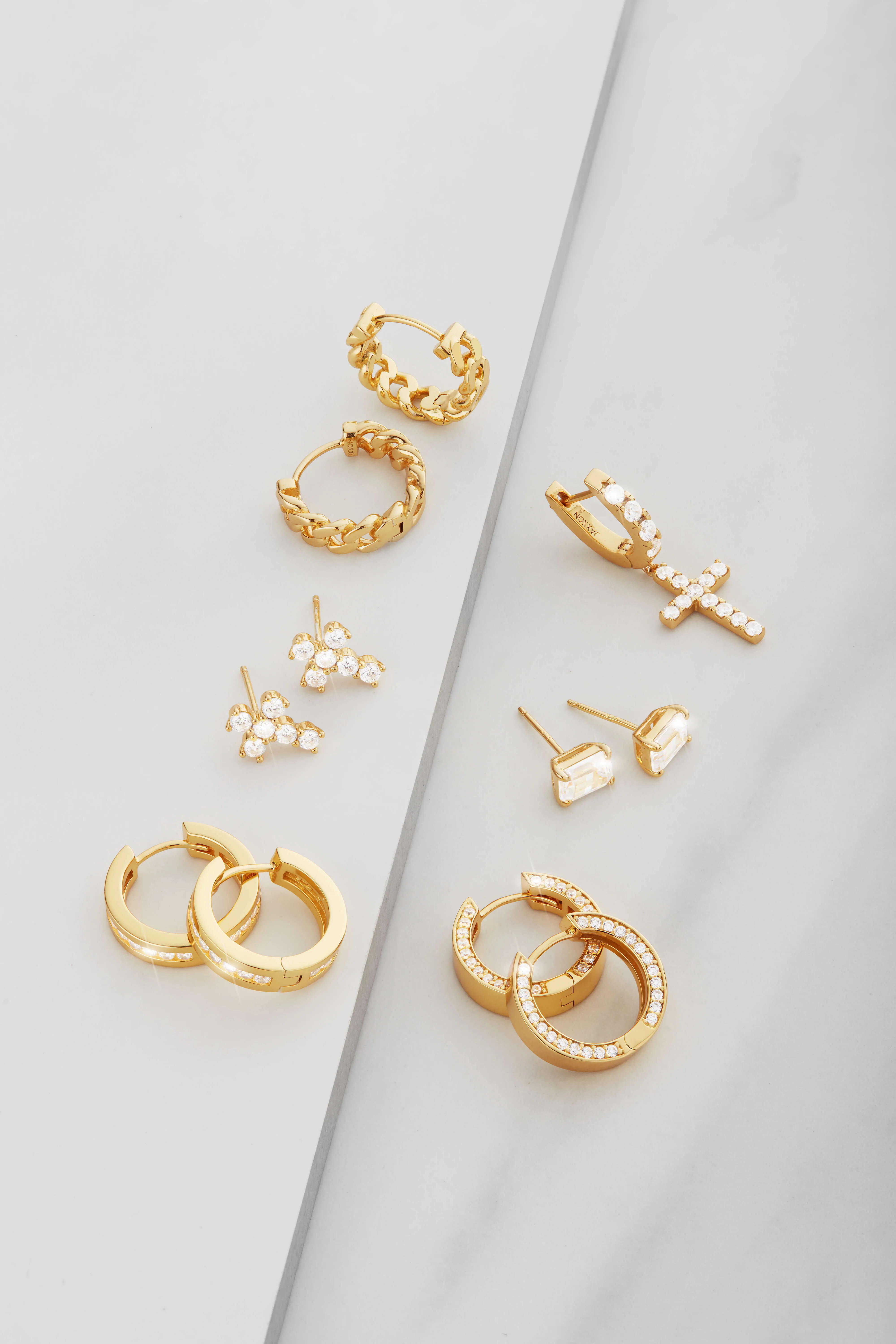 Emerald Cut Stud Earrings - Gold