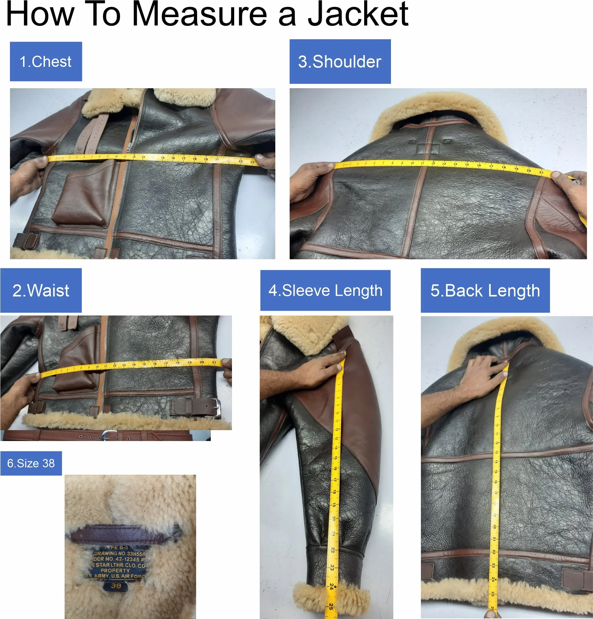 FiveStar leather Jacket Flying Type B-3 Un-Coated 1937 Version