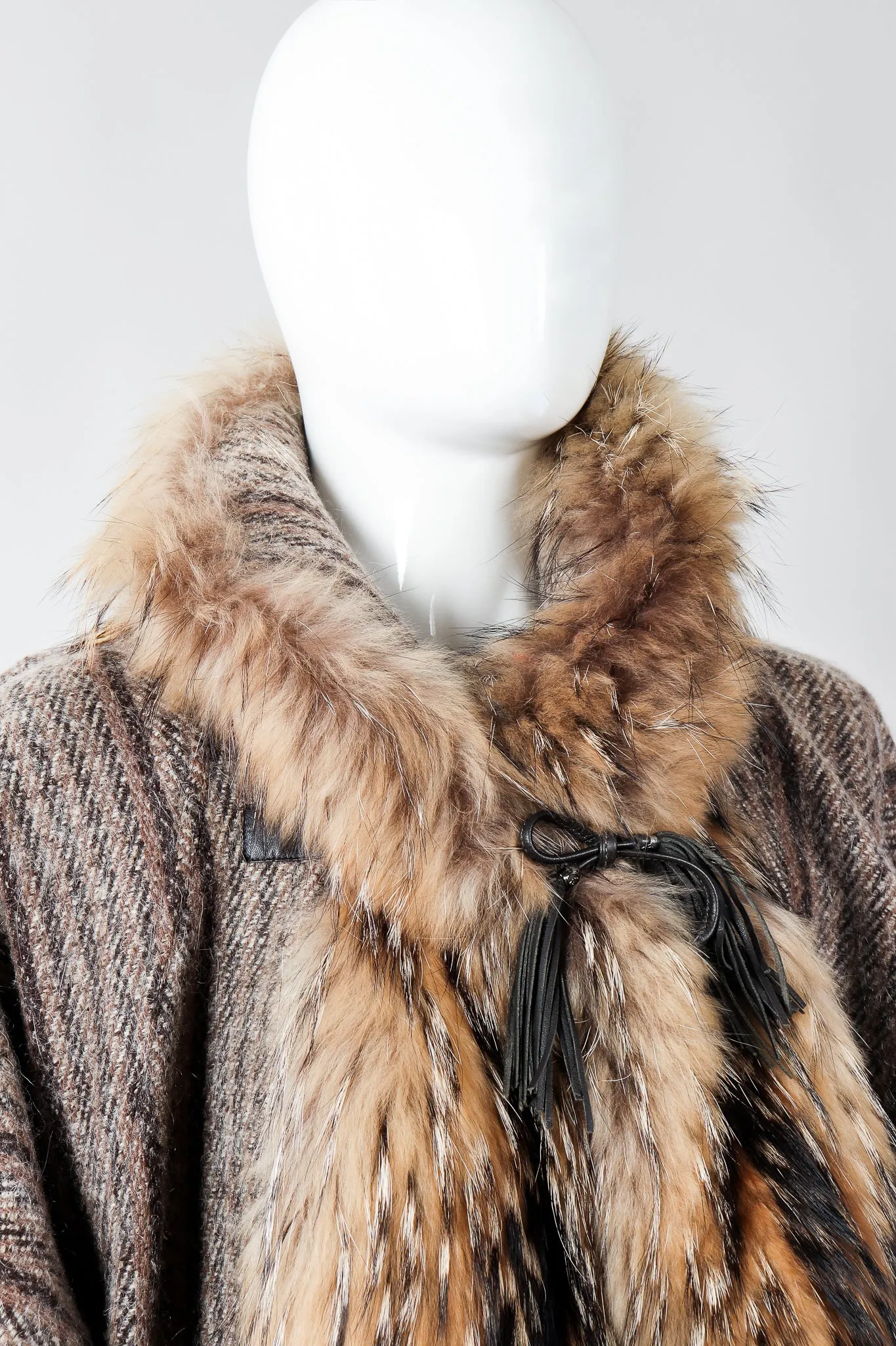 Fur Trim Tweed Cocoon Coat
