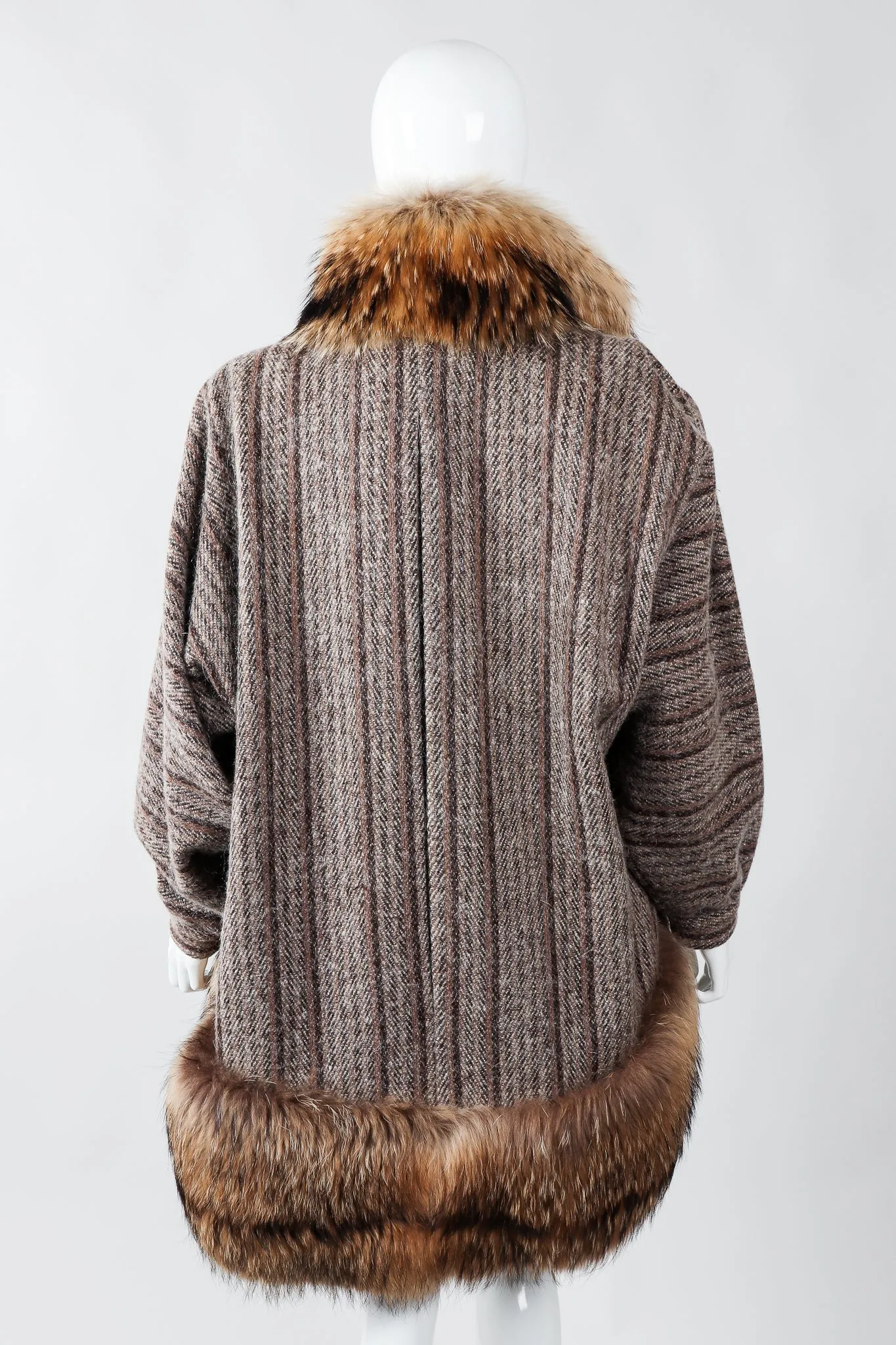 Fur Trim Tweed Cocoon Coat