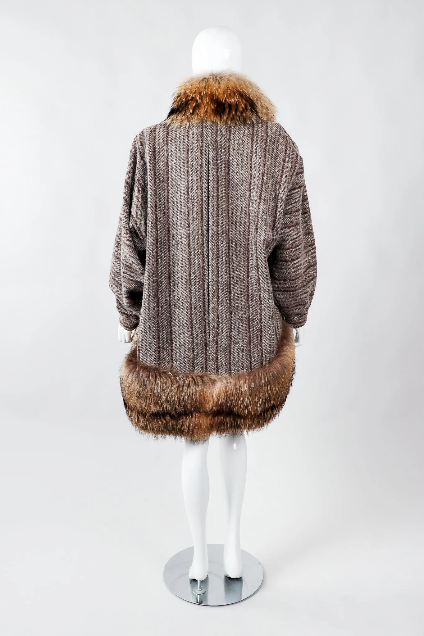 Fur Trim Tweed Cocoon Coat