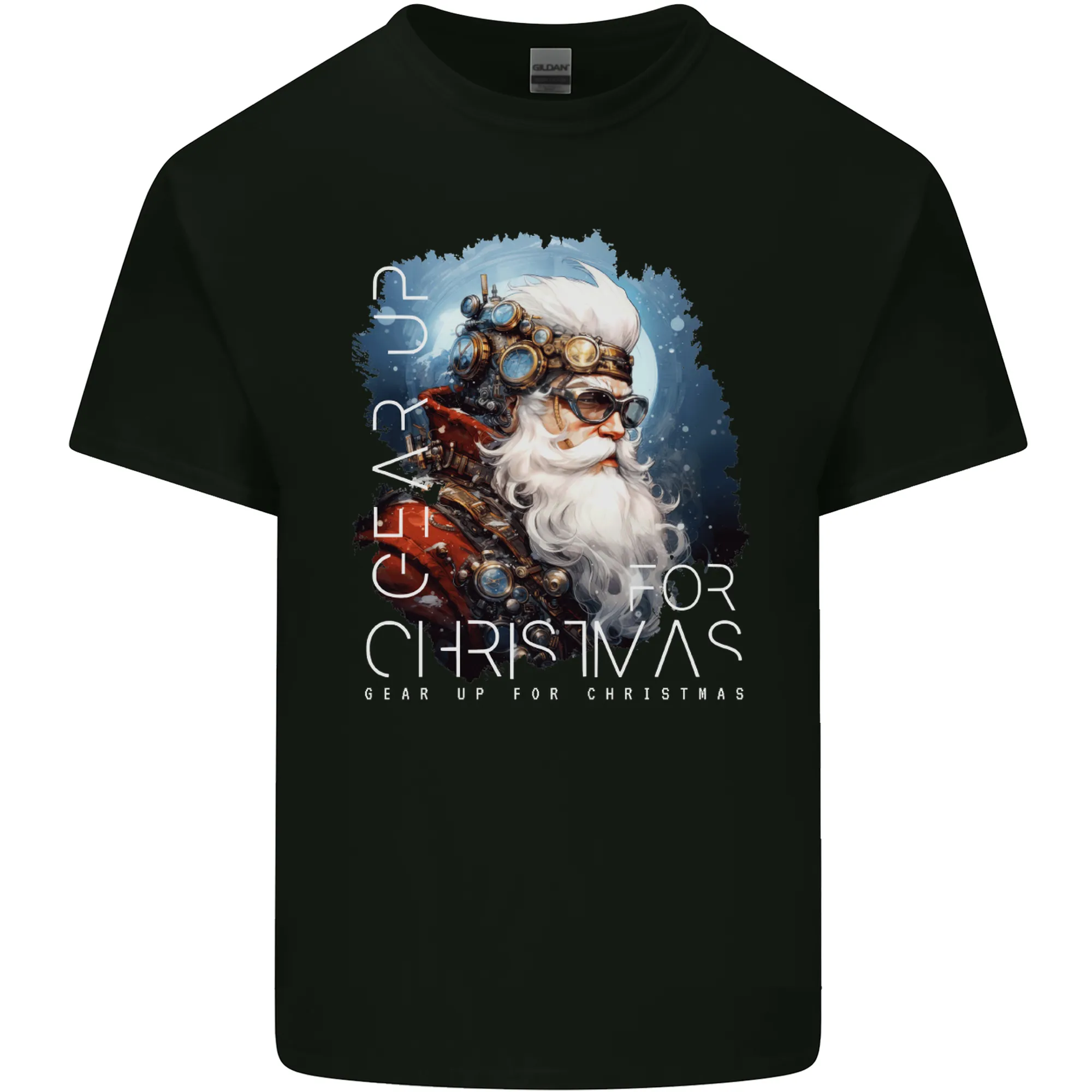 Gear Up Christmas Steampunk Santa Xmas Mens Light Cotton T-Shirt