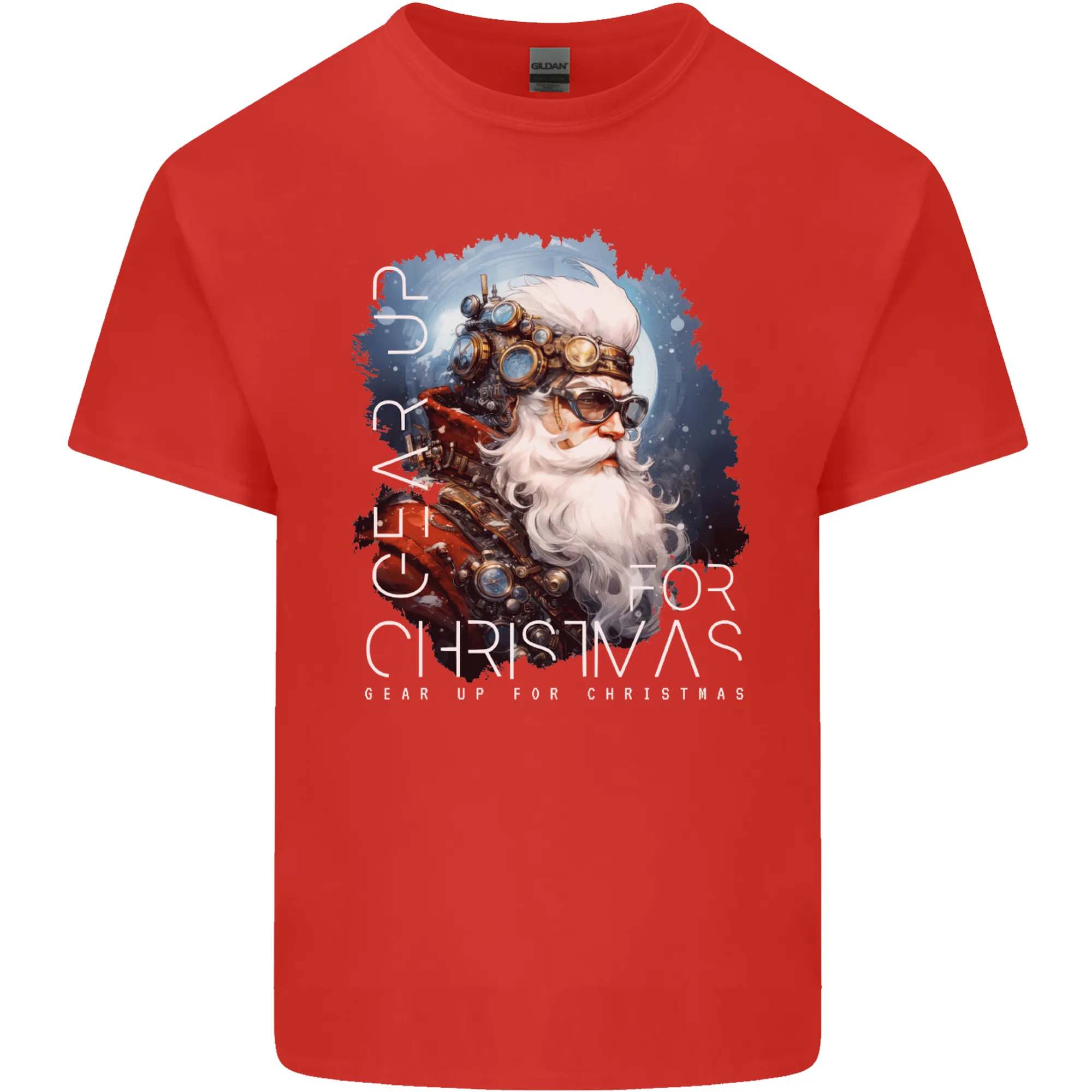 Gear Up Christmas Steampunk Santa Xmas Mens Light Cotton T-Shirt