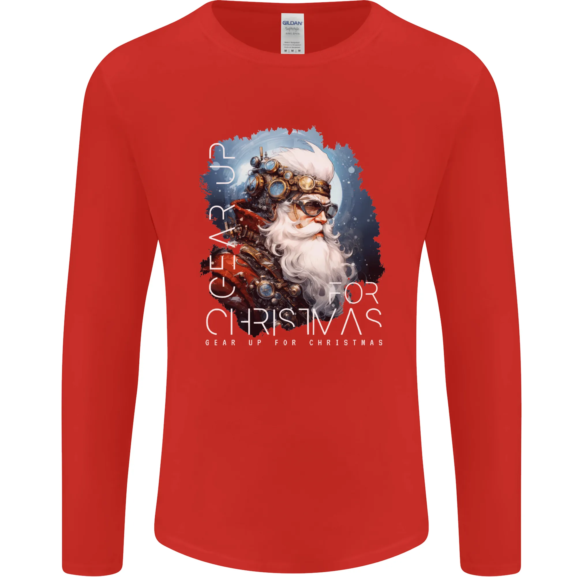 Gear Up Christmas Steampunk Santa Xmas Mens Long Sleeve T-Shirt
