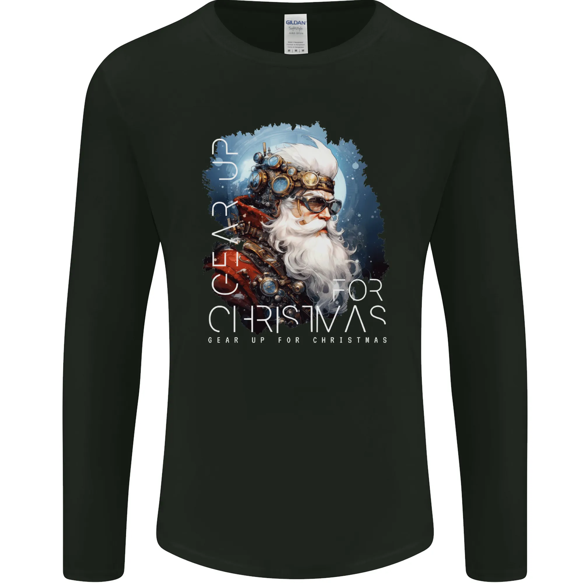 Gear Up Christmas Steampunk Santa Xmas Mens Long Sleeve T-Shirt