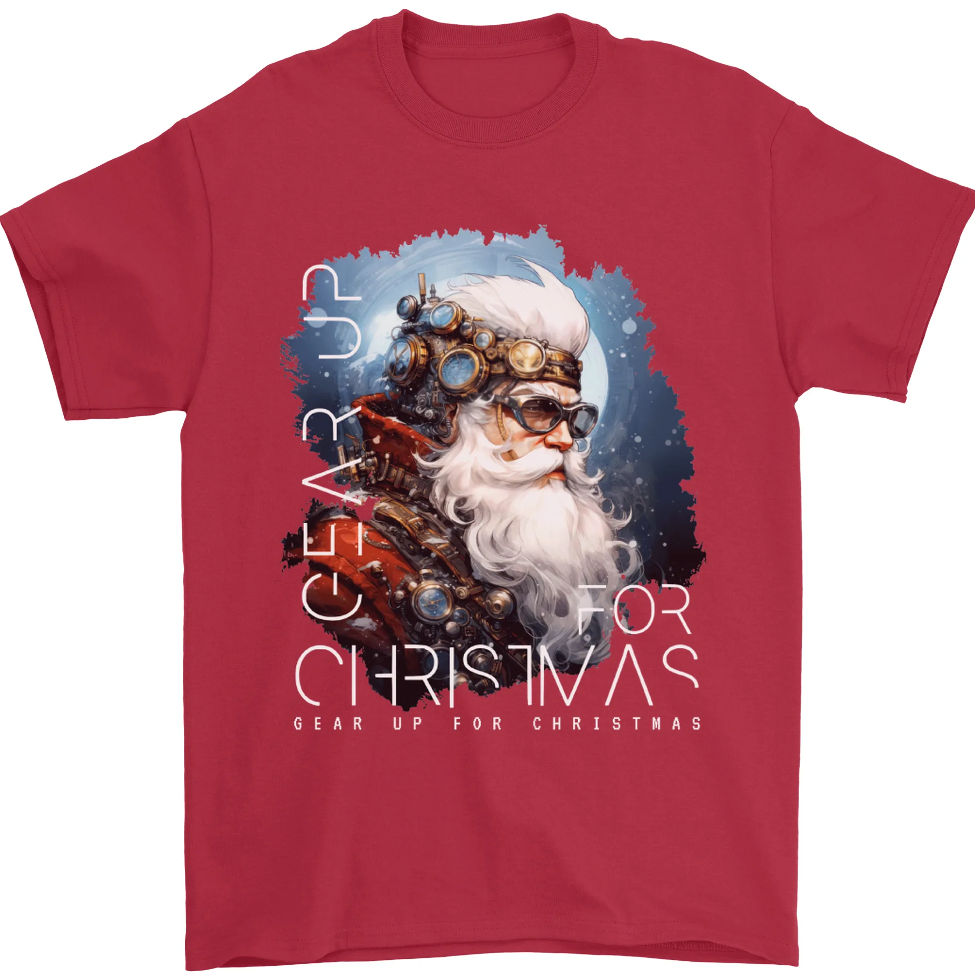 Gear Up Christmas Steampunk Santa Xmas Mens T-Shirt 100% Cotton